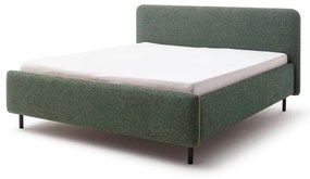 Ciemnozielone tapicerowane łóżko dwuosobowe ze schowkiem ze stelażem 180x200 cm Primo – Meise Möbel