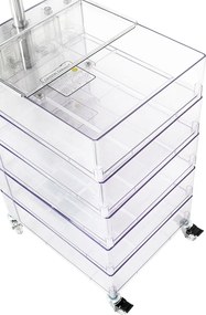 Transparentna szafka biurkowa - organizer na kółkach Vision