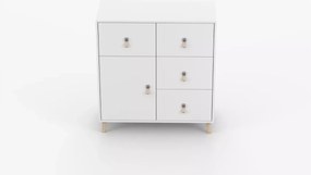 Komoda Wousia 90 cm – 4 szuflady i szafka, biała komoda skandynawska