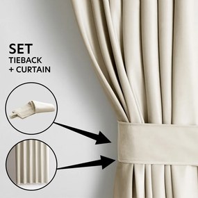 Beżowa aksamitna zasłona częściowo zaciemniająca (dimout) 140x245 cm Pleat – Restilo