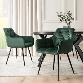 Krzesło Tapicerowane do Salonu MODESTO Zielone Welurowe Nowoczesne Loft