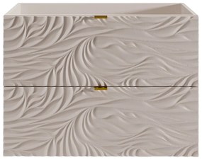 Szafka łazienkowa wisząca  teksturowana  pod umywalkę  - Beżowa - 80 cm - RINAREL