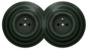 Kliklap - Podwójne retro gniazdko w ramce, 230 V, zielone