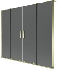 Mexen Velar L Duo parawan nawannowy 2-skrzydłowy rozsuwany 170 x 150 cm, grafit, złoty - 896-170-003-42-50