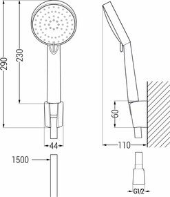 Mexen Pecos R75 bateria wannowa z zestawem prysznicowym, chrom - 7273R75-00