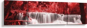 Obraz - Wodospad, czerwony (170x50 cm)