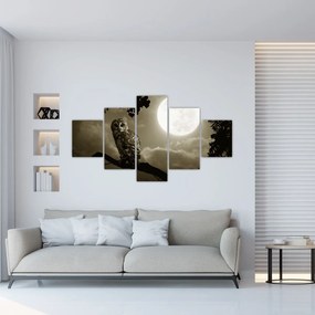Obraz - Nocna sowa, złoty (125x70 cm)