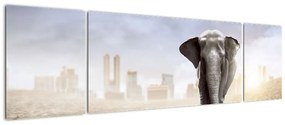 Obraz - Słonie w wielkim mieście (170x50 cm)