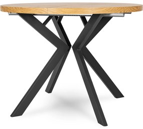 Stół Okrągły Rozkładany LUKAS 100-250 cm Dąb Złoty Nowoczesny Loft