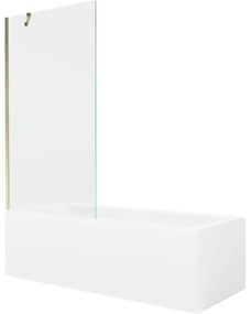 Mexen Cubik wanna prostokątna 170 x 70 cm z obudową i parawanem 1-skrzydłowym 90 cm, transparent, złoty - 550317070X9509000050