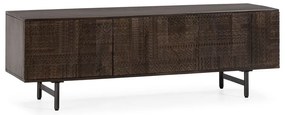 Ciemnobrązowa szafka pod TV z litego drewna mango 145x48x40 cm Kalai – MOME