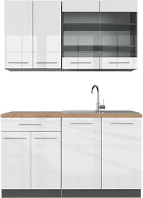 Pojedyncza kuchnia biały wysoki połysk/antracyt 140x60x81.6 fame-line