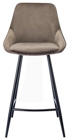 Zestaw 2 stołków barowych MASURIE – welur – kolor taupe