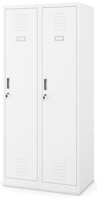 Szafka ubraniowa BHP biała: czterokomorowa KACPER, 800 x 1800 x 500 mm