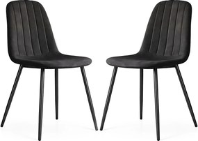 Zestaw 2 czarnych metalowych krzeseł pikowanych K6-S62