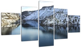 Obraz - zimowy krajobraz z jeziorem (125x70 cm)