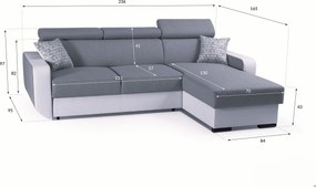 Masseno Narożnik PALAZZO z funkcją spania i pojemnikiem na pościel Narozniki L, Rozkładana sofa - Czarny, INARI 100+MADRYT 910