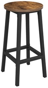 Drewniany rustykalny taboret na czarnym stelażu  T6-M59