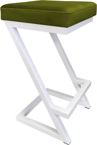Hoker ZETA krzesło barowe tkanina Welur podstawa metalowa LOFT : Kolor Stelaża - Biały, Kolor tkaniny - VELVET - BL75