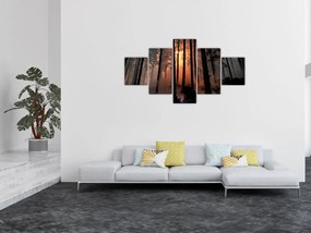 Obraz ciemnego lasu (125x70 cm)
