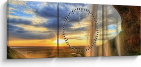 Obraz - Wodospad (z zegarem) (90x30 cm)