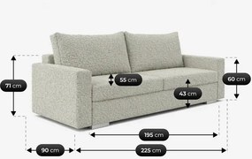 Sofa z Funkcją Spania DRAVOS Szara Boucle Japandi