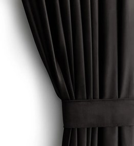 Czarna aksamitna zasłona częściowo zaciemniająca (dimout) 140x245 cm Pleat – Restilo