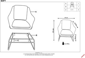 Fotel z poduchą na czarnych płozach Soft 2