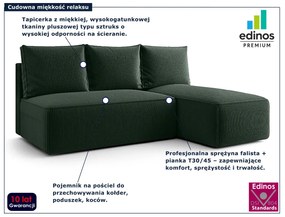 Zielona sofa narożna z funkcją spania i pojemnikiem G9-B32