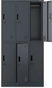 Szafa socjalna 6-skrytkowa Igor 90x45x185 cm, antracyt
