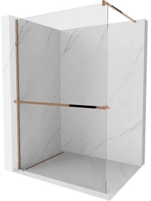 Mexen Kioto+ ścianka prysznicowa z półką Walk-in 70 x 200 cm, transparent, różowe złoto - 800-070-121-60-00