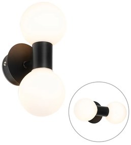 Nowoczesna lampa ścienna czarna IP44 2-światłowa - Cederic Nowoczesny Oswietlenie wewnetrzne
