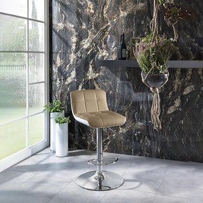 Zestaw 2 beżowych, wyściełanych taboretów "Kurt" ze skóry ekologicznej z podnośnikiem gazowym i podnóżkiem, 38,5 x 36,83 cm