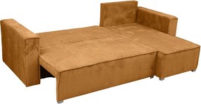 Rozkładana narożna sofa SMART COSARO musztardowa, dwustronna + 2 poduszki GRATIS