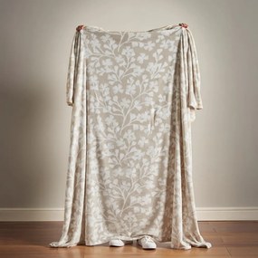 Beżowy polarowy koc 200x240 cm Brooke Floral – Catherine Lansfield
