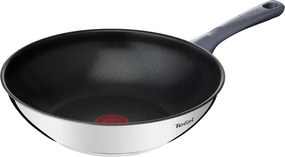 Patelnia wok ze stali nierdzewnej z pokrywką/z powłoką nieprzywierającą ø 28 cm Daily Cook G7309955 – Tefal