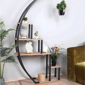 Wielofunkcyjny nowoczesny regał na książki – 85 x 180 x 35 cm – Sosna atlantycka i czerń – Płyta wiórowa pokryta melaminą i metalowa rama