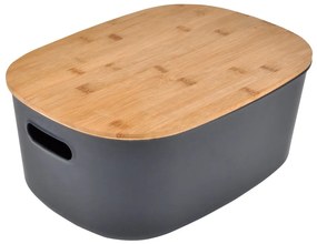 Antracytowy plastikowy pojemnik z pokrywką 38,5x29x22,5 cm – Homéa
