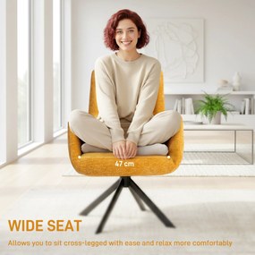 HOMCOM Tapicerowany fotel, fotel dekoracyjny, nowoczesny design, obrotowy, do 120 kg, żółty