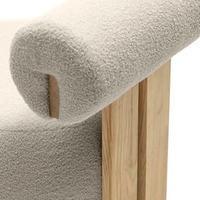 Beżowy designerski fotel HANNA, dąb