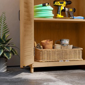 Drewniana Szafka Ogrodowa Outsunny z Powierzchnią Roboczą, Odporna na Warunki Atmosferyczne, 65,5x40x98,5cm Żółta