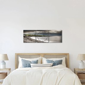 Obraz jeziora o zmierzchu (z zegarem) (90x30 cm)