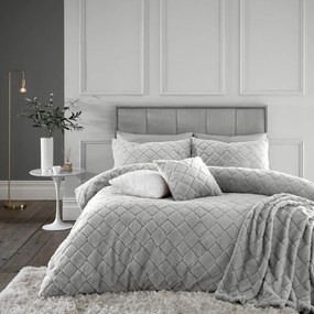 Szara pościel jednoosobowa z mikropluszu 135x200 cm Cosy Diamond – Catherine Lansfield