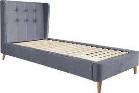 Szare pikowane łóżko z zagłówkiem 90 cm K5-P08