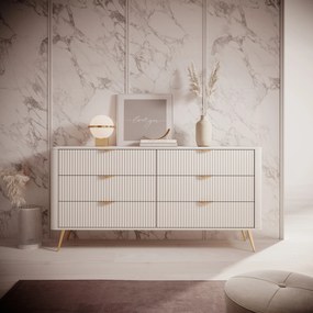 Komoda LANTANA 163 cm do Salonu Sypialni 6 Szuflad Odcienie beżu