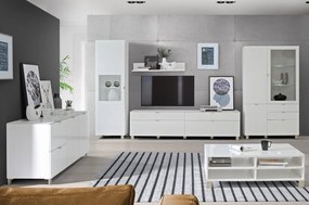 Szeroka szafka pod telewizor Poole 221, kolor biały