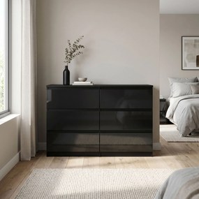 Komoda NUDO 138,5 cm do Salonu Sypialni 6 Szuflad Czarny