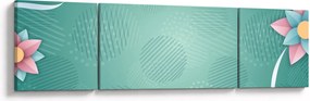 Obraz - Koła z kwiatami (170x50 cm)