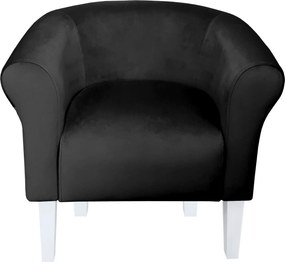 Fotel Milo tkanina Welur wygodny fotel tapicerowany do salonu i sypialni : Kolor nogi - Biała, Kolor tkaniny - VELVET - MG19, Wysokość nogi - 20 cm