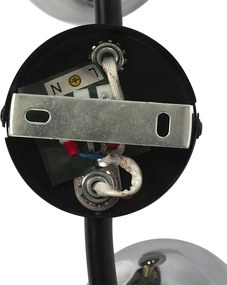 Plafon czarny z mosiądzem i przydymionym szkłem 2-źródła światła - Vidro